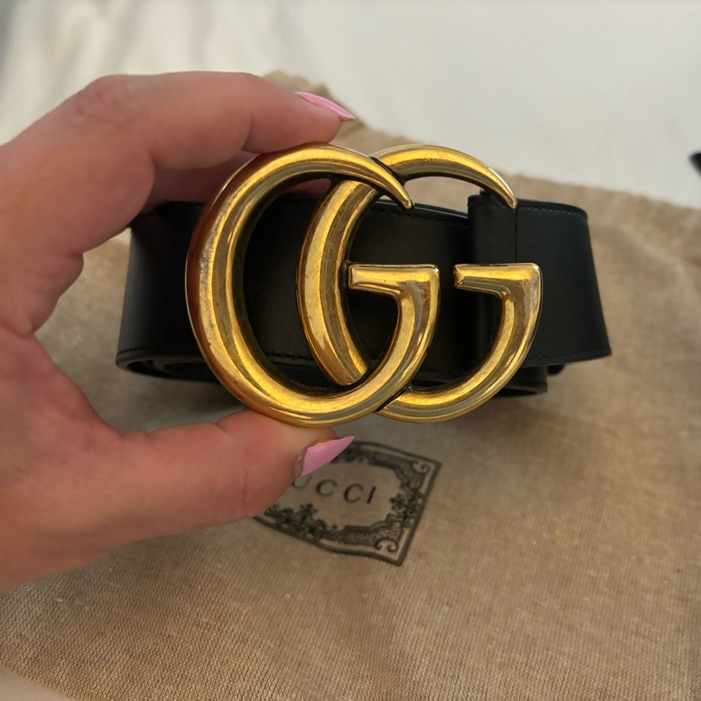 Gucci GG wide black leather belt. Original. Great condition.